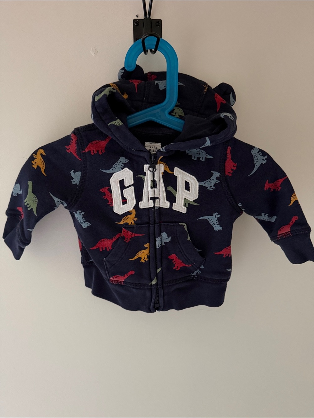 GAP Navy Zip Hoodie with Multicolor Dinosaur Print
